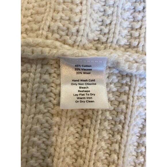 Cowl Neck Sweater Jacket Beige Cream Size ? Small 45% Cotton 20% Wool 3/4 Sleeve - Picture 8 of 12